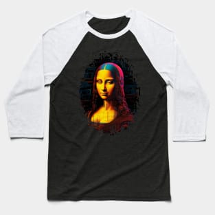 Digital Renaissance Mona Lisa AI Generated Glitch Art Baseball T-Shirt